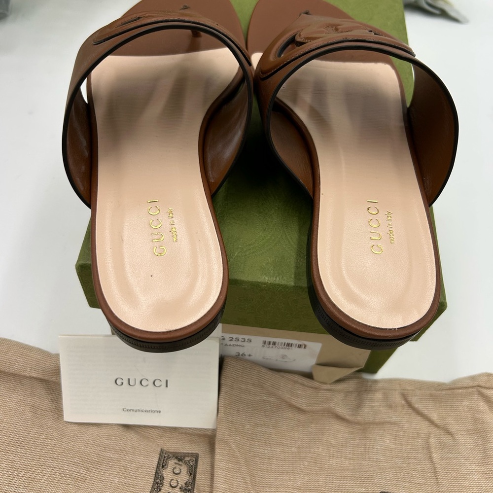 Women's Gucci interlocking G leather sandals size 36.5 made in Italy - Picture 9 of 12